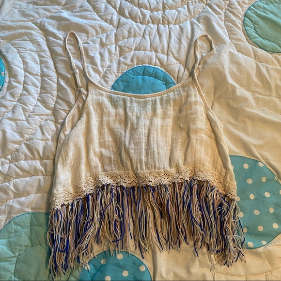 Fringe Cropped Tank Top - Picture 1 of 2